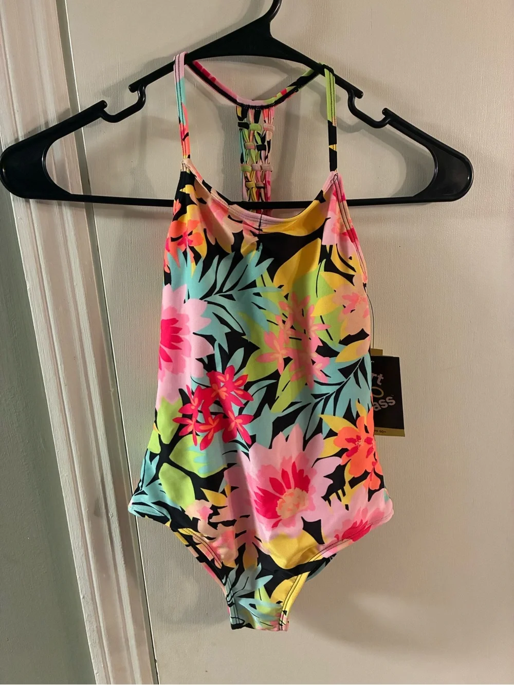 Girls' Sunrise Blooms Floral Printed One Piece Swimsuit - Art Class Size S Small